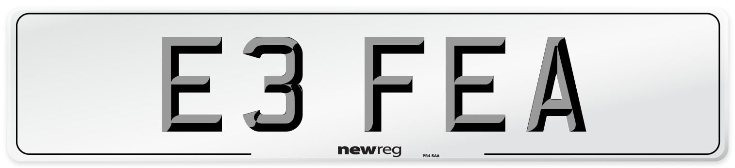 E3 FEA Number Plate from New Reg